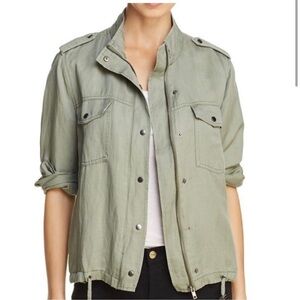 Rails Collins Utility Jacket Military Army Green Size XS Linen Blend